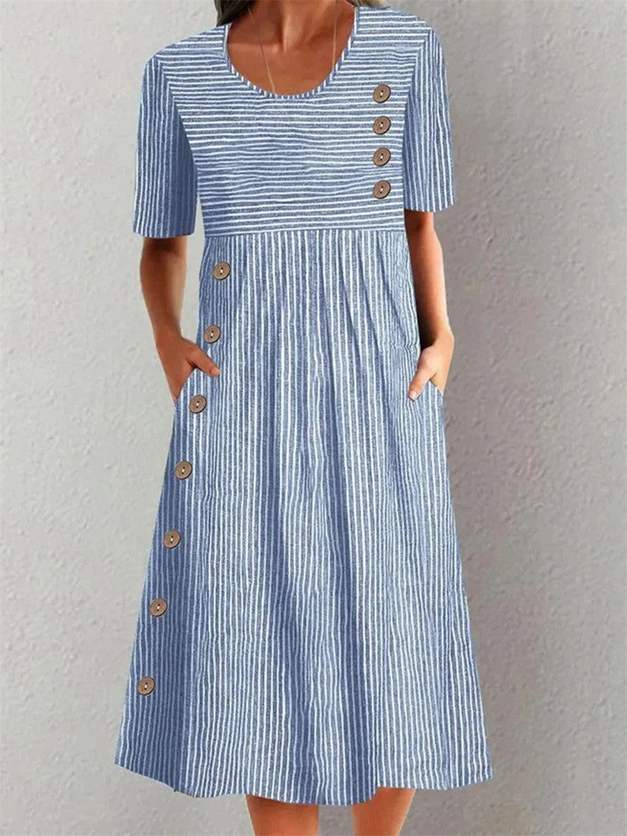 Avielle | Striped Cotton Midi Dress