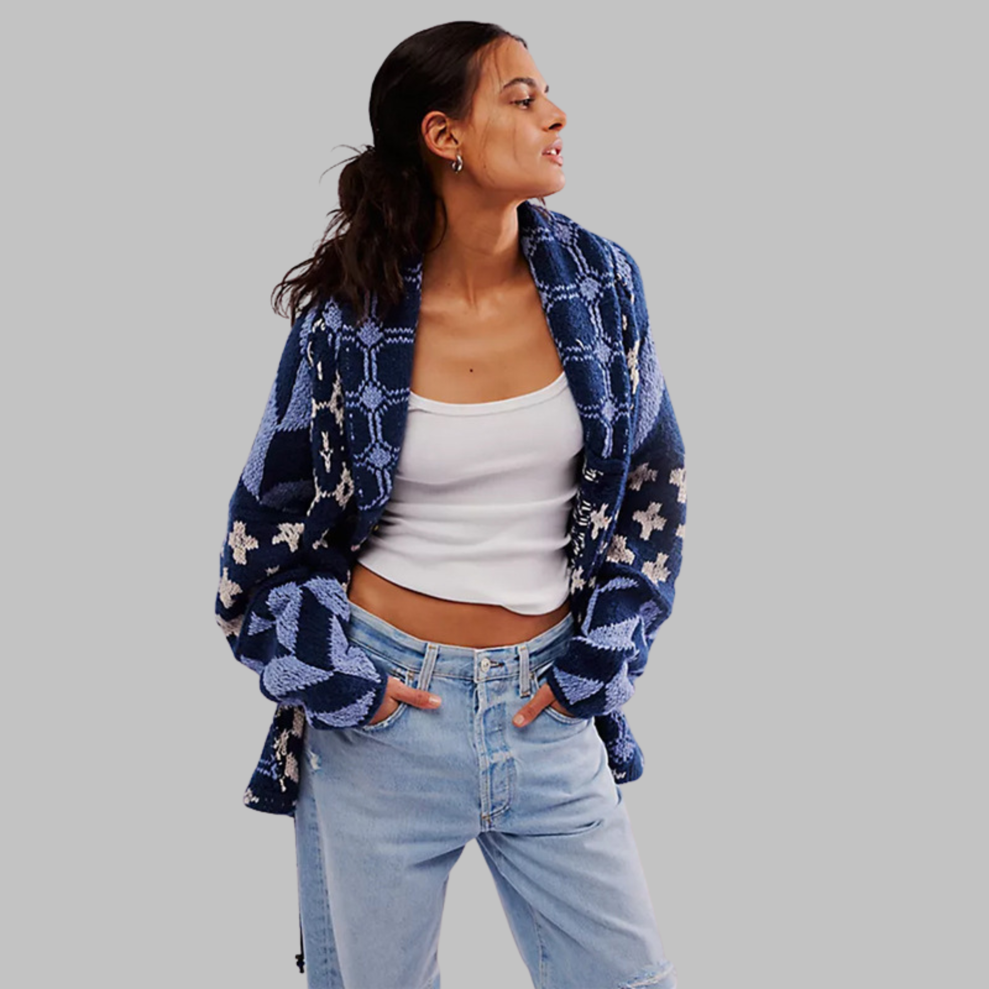 Flora | Vintage Button-Down Oversized Cardigan