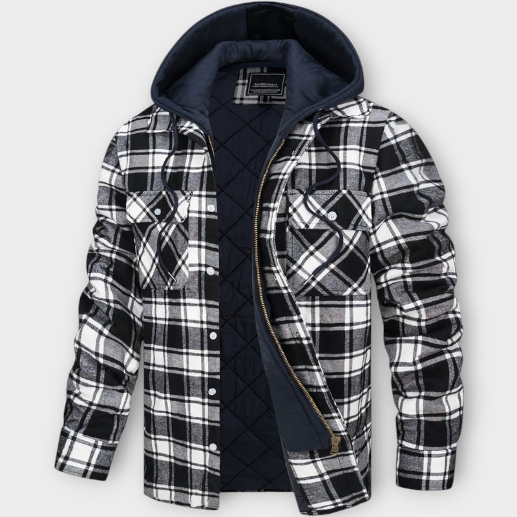 Cooper | Quilted Check Hooded Jacket